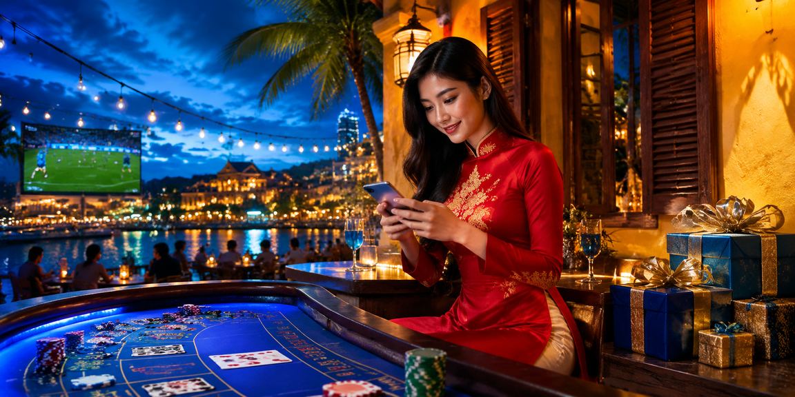 Không khí bài baccarat truyền thống tại Hội An với áo dài Việt Nam