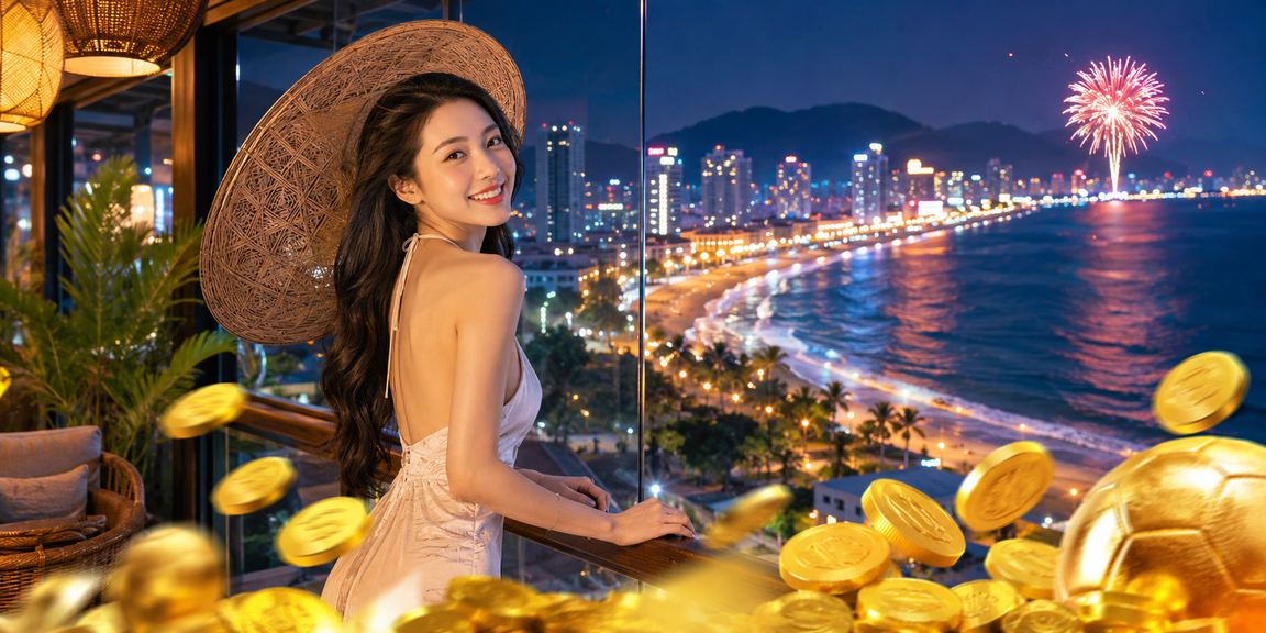 Cảnh biển Vũng Tàu với người dùng thư giãn và theo dõi kết quả cá cược trực tuyến